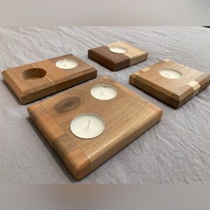 Handmade, Solid Hardwood Candle Holders. Tea Light Holders. Set of 4